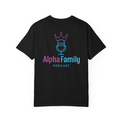 Alpha Family Podcast T-Shirt — Microphone & Crown Logo Tee