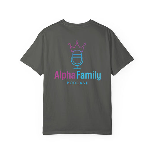 Alpha Family Podcast T-Shirt — Microphone & Crown Logo Tee