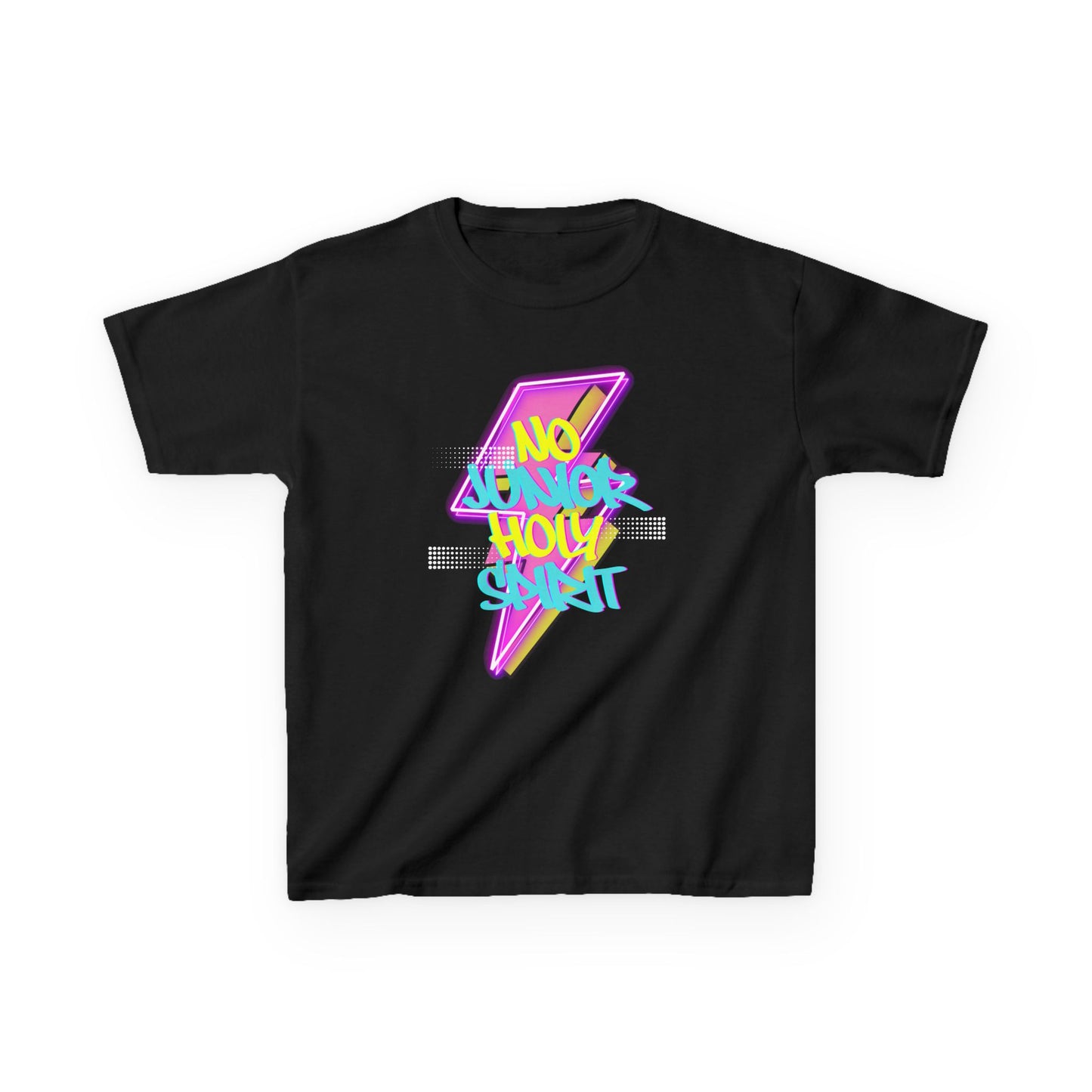 Kids Tee — Neon Lightning 'No Junior Holy Spirit' Graphic