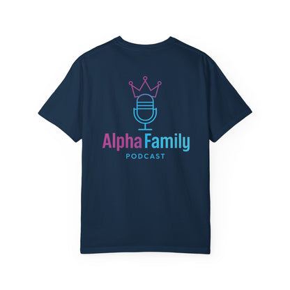 Alpha Family Podcast T-Shirt — Microphone & Crown Logo Tee