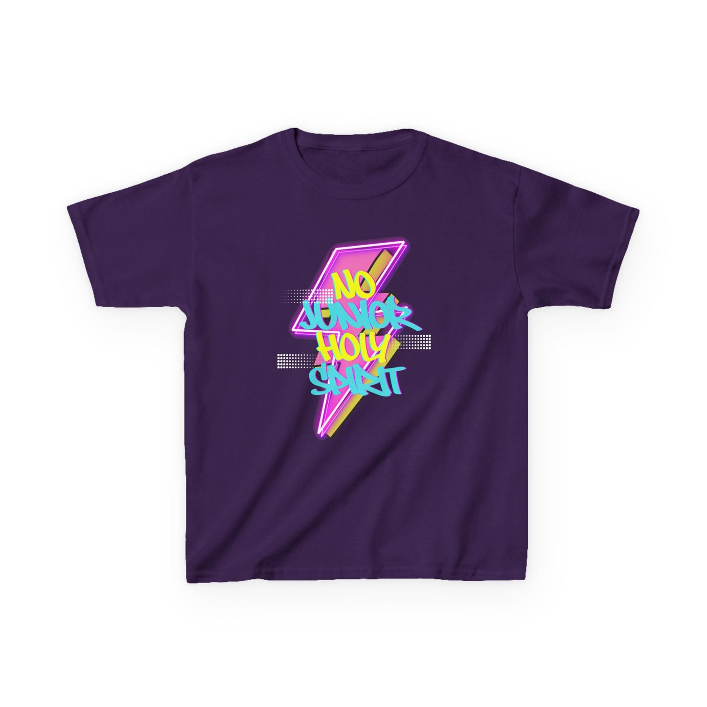Kids Tee — Neon Lightning 'No Junior Holy Spirit' Graphic