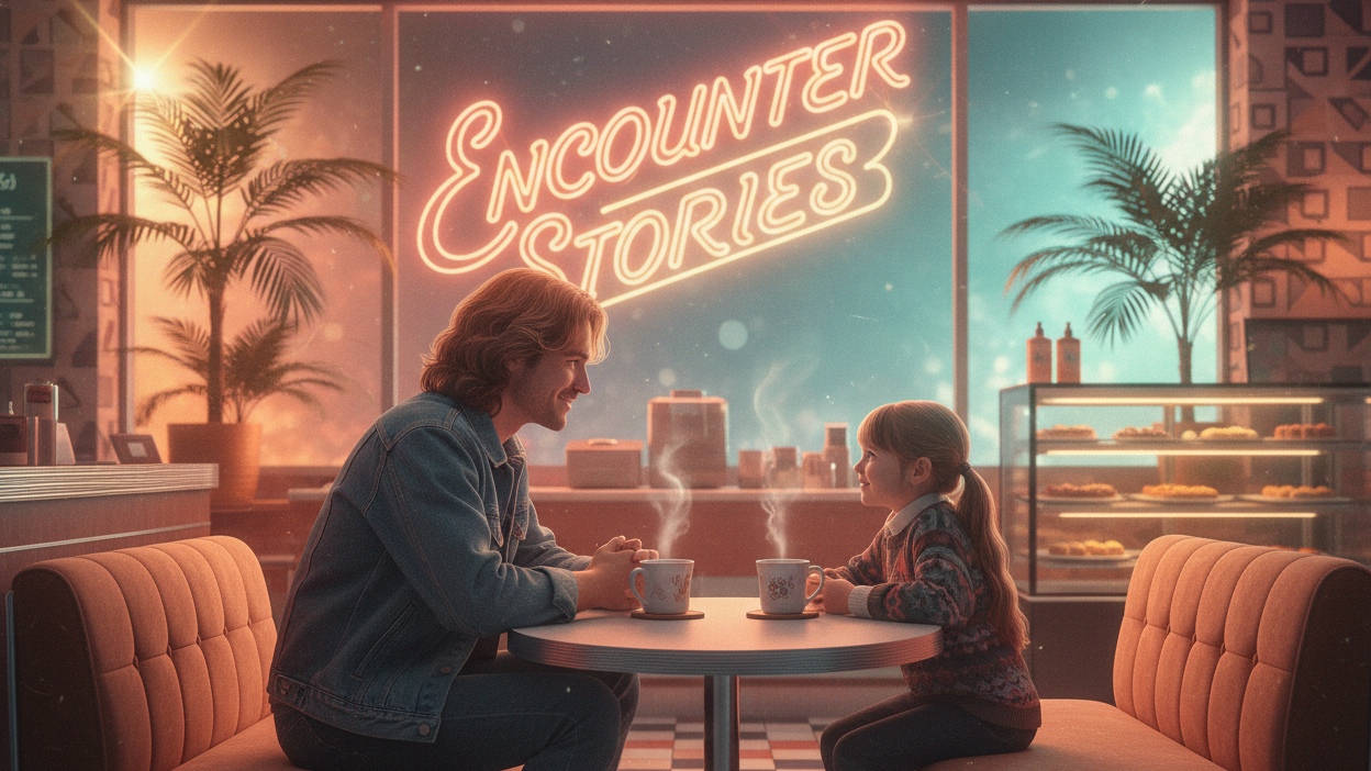 Now add the neon 80's vibe but keep the warm and peace