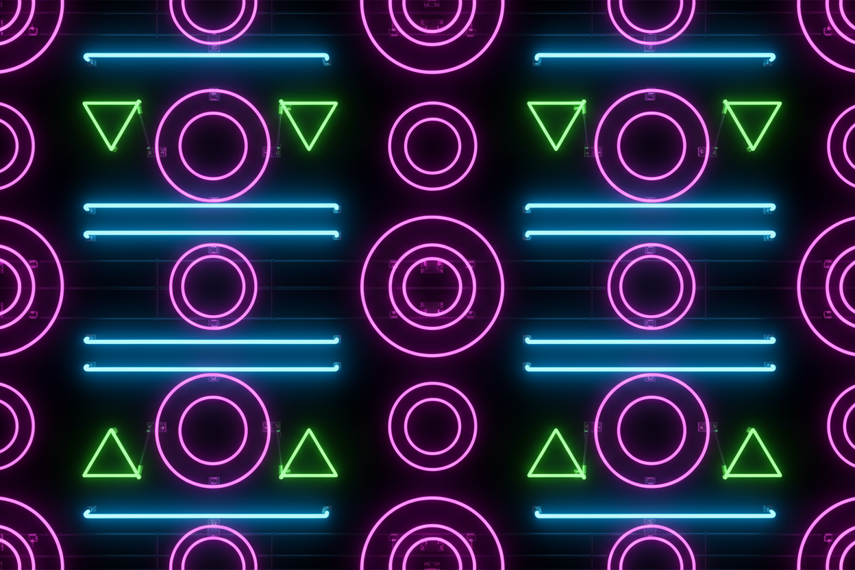 simple neon lights 80's repetive pattern